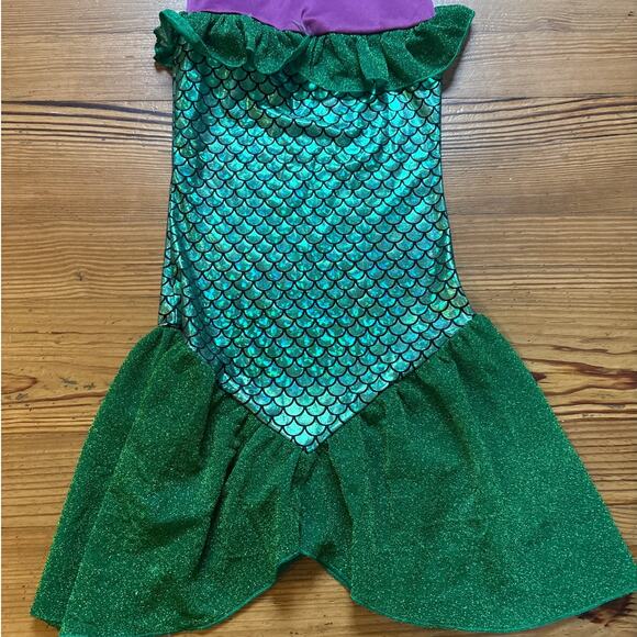Purple sequin green scale mermaid toddler tank costume dress SIZE 6-7 - Picture 2 of 5